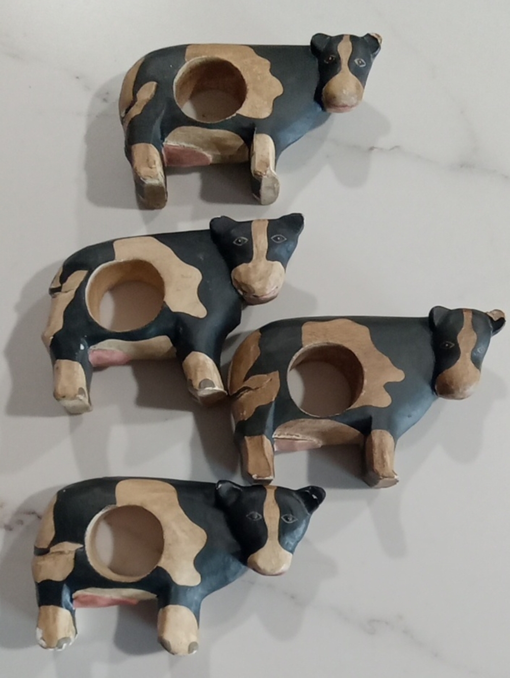 Fun Black & Tan Cow Napkin Rings- Set Of 4